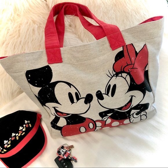 Disney Handbags - Minnie & Mickey Mouse Disney Canvas Tote, EUC